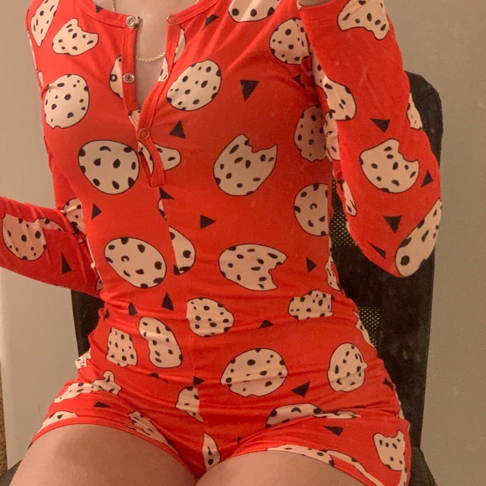 Red Cookie Sleepwear Romper / One Piece